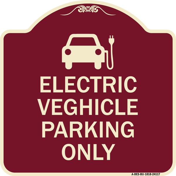 Electric Vehicle Parking W/ Graphic Heavy-Gauge Aluminum Sign, 18" x 18", BU-1818-24117